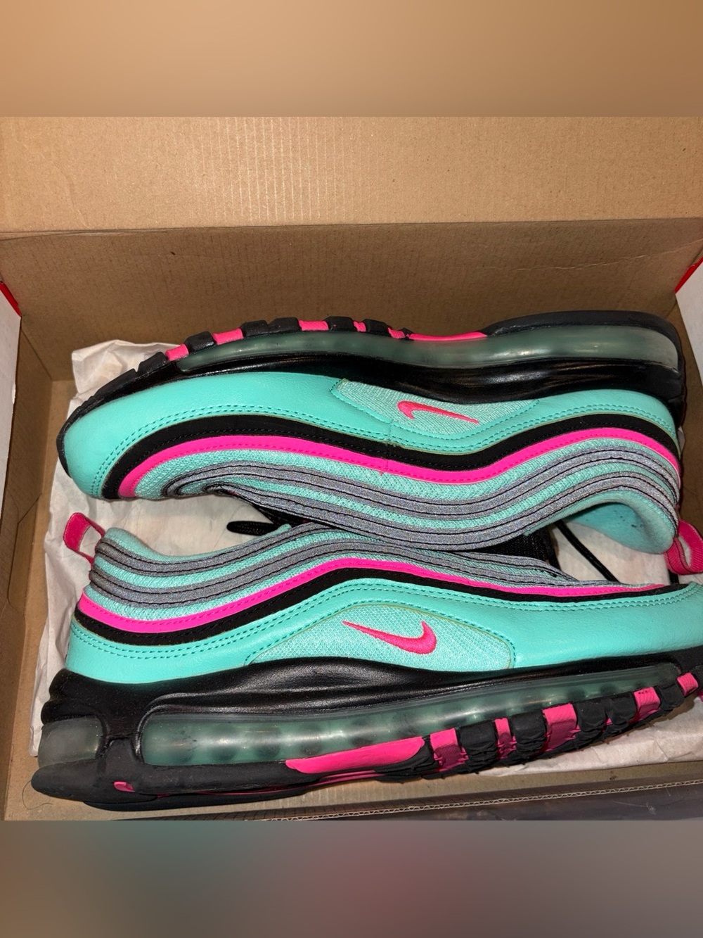 Nike Women’s Air Max 97 Miami South Beach “Hyper Turqoise” Teal with Pink Accent
